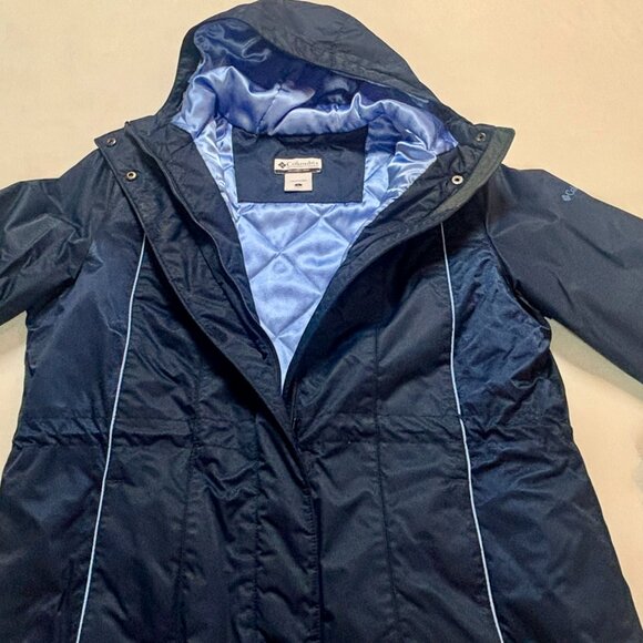 ~~Columbia Soft Shell Jacket Women's L BLUE Omni-Shield Full Zip With Hood - Picture 3 of 6